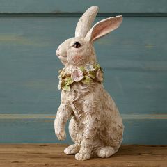 Sitting Decorative Bunny With Flower Necklace