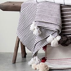 Striped Bed Cover With Tassels