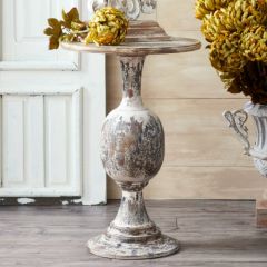 Round Distressed Metal Accent Table