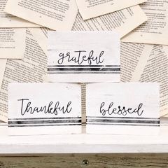 Grateful Thankful Blessed Display Tray Signs