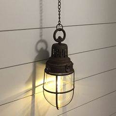 Rustic Industrial Hanging LED Lantern