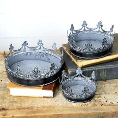 Decorative Tin Crown Tray Set of 3