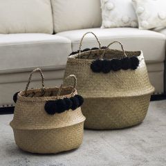 Collapsible Wicker Storage Basket Set of 2