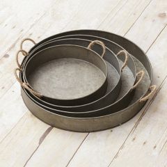 Rope Handled Tin Tray Collection Set of 4