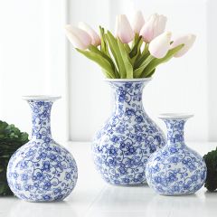 Patterned Porcelain Bud Vase Set of 3
