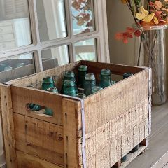 Found Glass Soda Bottles In Wooden Crate