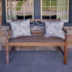 Casual Country Wood and Metal Bench