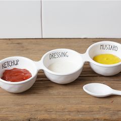 Divided Condiment Bowl And Spoon Set