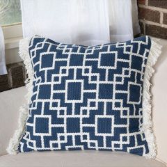 Trellis Pattern Fringed Throw Pillow