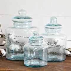 Cyprus Glass Canisters With Glass Lids