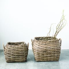 Rattan Basket With Handles Set of 2