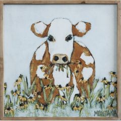 Cow Painting With Wood Frame