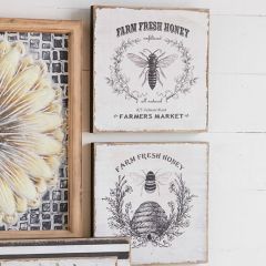 Farm Fresh Honey Bee Wall Art Set of 2