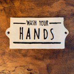 Wash Your Hands Wall Plaque Set of 2