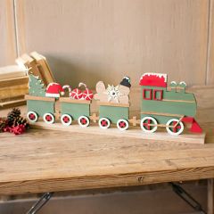 Tabletop Wooden Christmas Train Decor