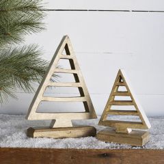 Modern Wooden Tabletop Christmas Tree Set of 2