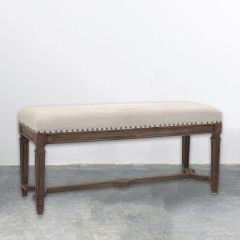 Mango Wood Bench With Upholstered Seat