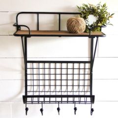 Industrial Iron and Wood Wall Shelf