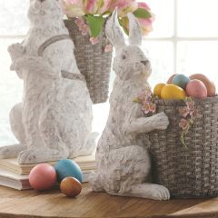 Rabbit Statue With Basket in Front