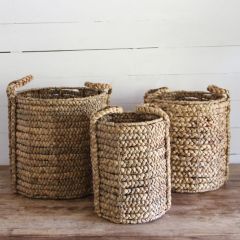 Braided Storage Basket With Handles Set of 3