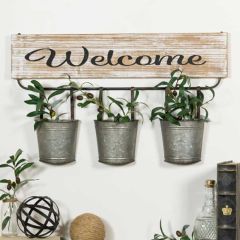 Triple Bucket Planter Welcome Sign