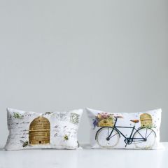Beehive and Bicycle Cotton Accent Pillow Set of 2