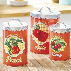 Fruit Label Metal Kitchen Canisters Set of 3