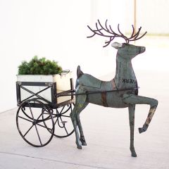 Recycled Metal Deer With Planter Tub