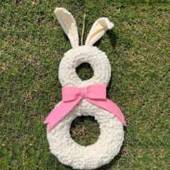 Furry Easter Bunny Wreath Door Hanger