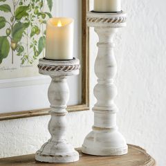 Weathered Pine Candle Holder Set of 2