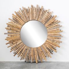 Sunburst Style Bamboo Mirror