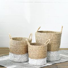 Two Tone Seagrass Basket Set of 3