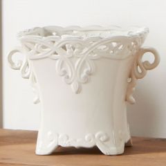 Ornate Ceramic Square Pot