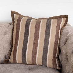 Striped Throw Pillow With Velvet Flange