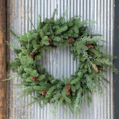 Lighted Mixed Evergreen Wreath