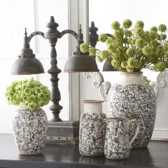 Rustic Patterned Ceramic Vases Set of 4