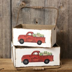 Daily Delivery Truck Wooden Planter Caddy Set of 2