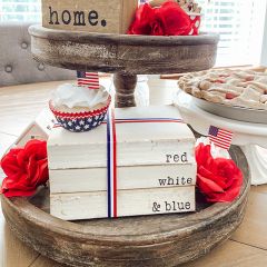 Red White and Blue Decorative Book Stack