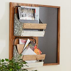 Wall Organizer With Bins and Chalkboard