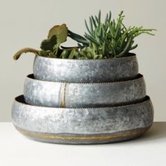 Decorative Galvanized Iron Bowls Set of 3