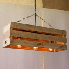 Recycled Wood Crate Pendant Light