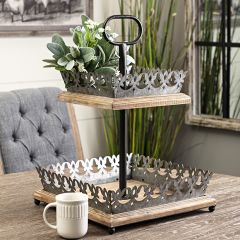 Antiqued 2 Tier Display Tray