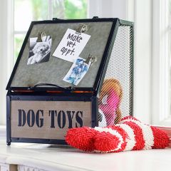 Wood and Metal Dog Toy Bin
