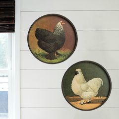 Round Chicken Print Wall Decor Set of 2