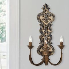 Ornate Wood and Metal Sconce