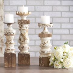 Country Chic Candleholders Set of 3