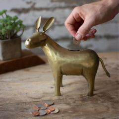 Recycled Brass Plated Donkey Bank