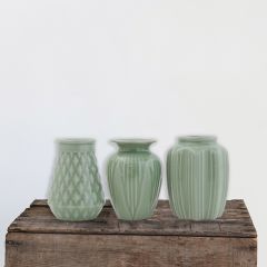 Crackle Glaze Stoneware Vases Set of 3