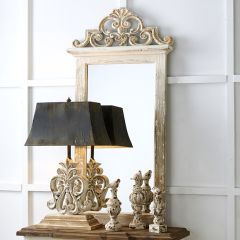 Ornate Top Whitewashed Wall Mirror