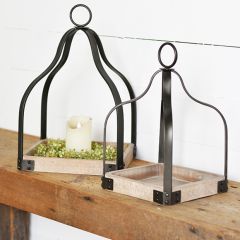 Open Frame Rustic Candle Lantern Set of 2